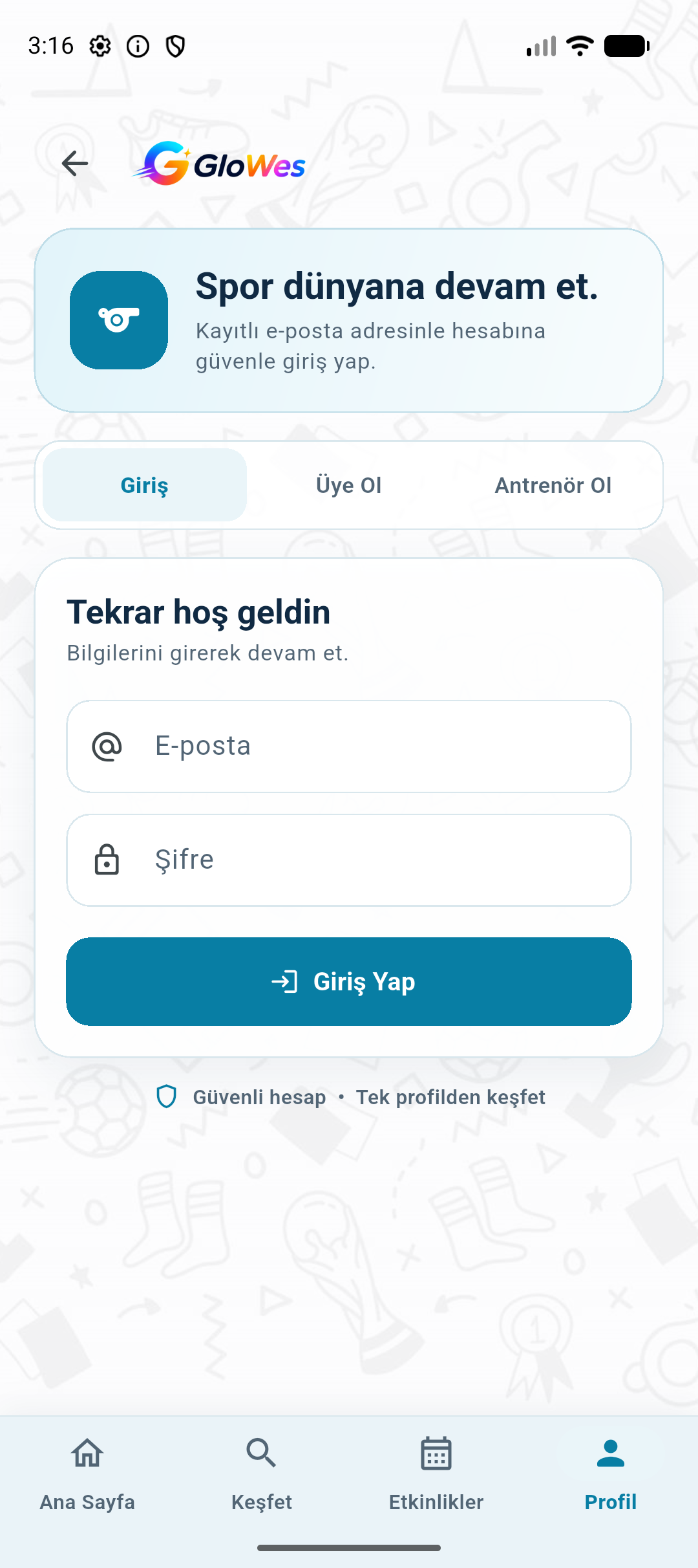 GloWes profil ekranı